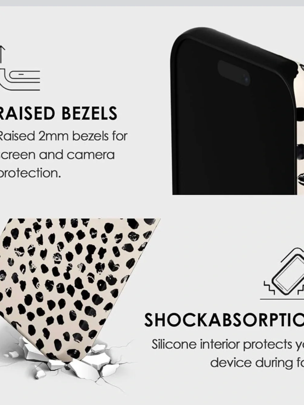 Leopard Print MagSafe-Compatible Phone Case - Cream/Black Polka Dot